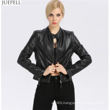 New Fashion Women′s Small Leather Collar Slim Leather Jacket Short Section of European and American Fashion Wholesale Jackets